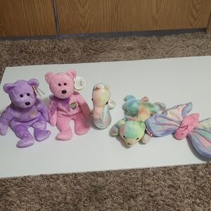 Ty Beanie Babies Pastel Lot, Yours Truly, Eggs, Neon, Sammy, Flitter
